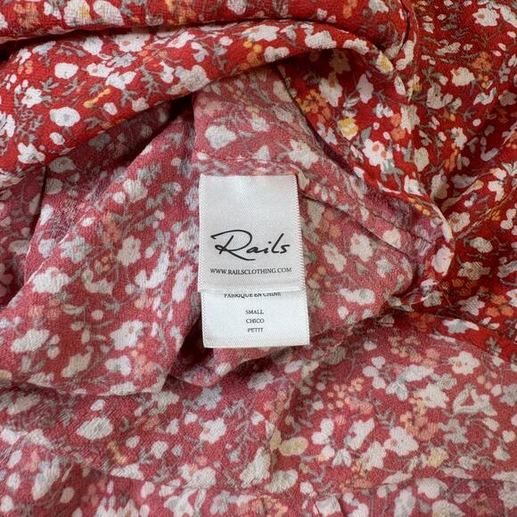 Rails Audrina Red White Ditsy Floral Midi Dress Women's Small Cottage Romantic - Picture 10 of 12